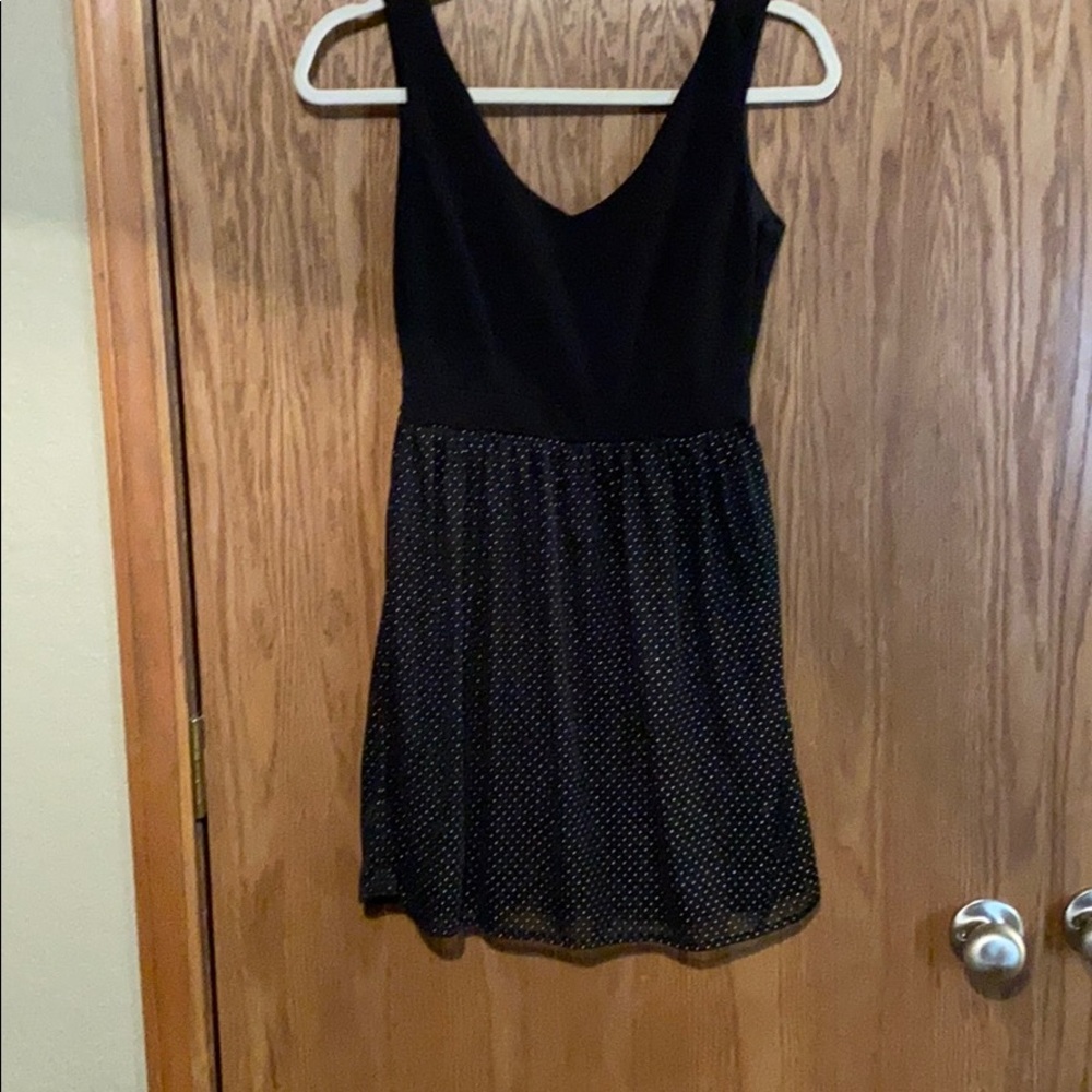ADORABLE little black dress w/ polka dots onskirts